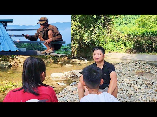 Install shower door and collect sand, rocks from stream and some other jobs.