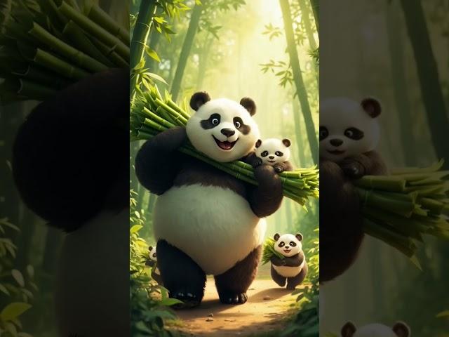 pandas make a bamboo cycle #animeshorts #cartoon #story #kidsvideo #animation #panda
