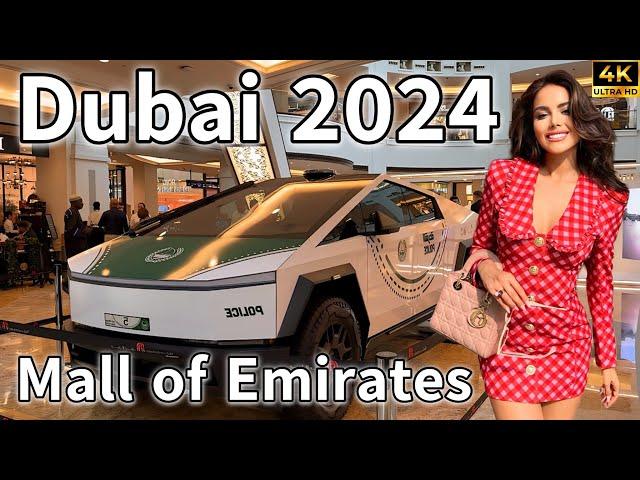 Dubai Mall of Emirates  Best Luxury Shopping Mall, TESLA Cybertruck Police Car [ 4K ] Walking Tour