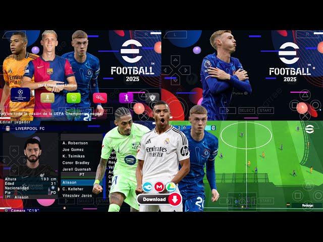 eFootball PES 2025 PPSSPP ORIGINAL ISO | PES 2025 PSP FULL KITS 25 & TRANSFERS 4K GRAPHICS