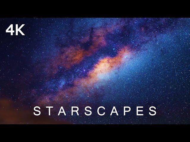 STARSCAPES in 4K | 2 Hours | Timelapse Stars Night Sky Galaxy Space Travel Milky Way Ultra HD