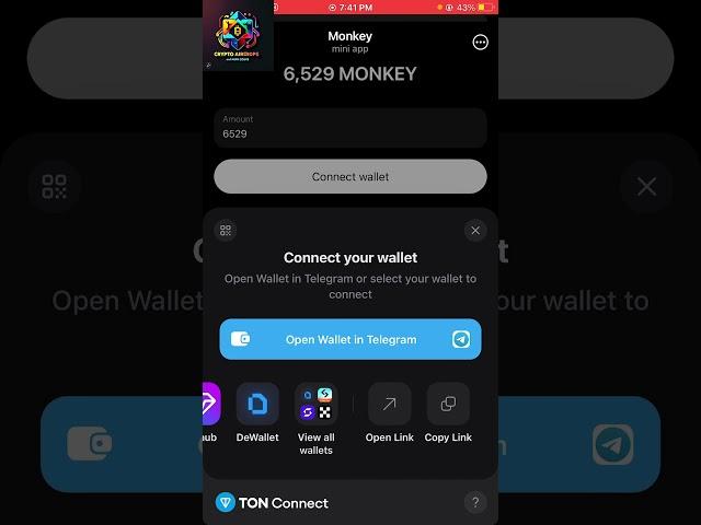 Monkey Telegram Bot Airdrop | Earn 500$ from Airdrops | Telegram Airdrops Connect Wallet with Monkey