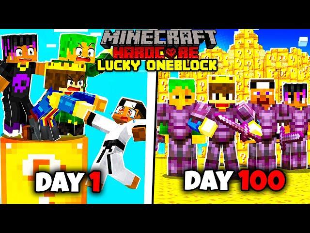 100 Days on ONE LUCKY BLOCK in Hardcore Minecraft 