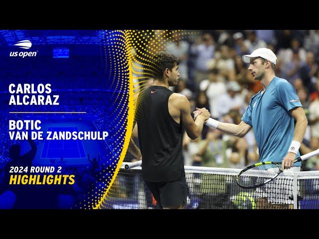 Carlos Alcaraz vs. Botic van de Zandschulp Highlights | 2024 US Open Round 2