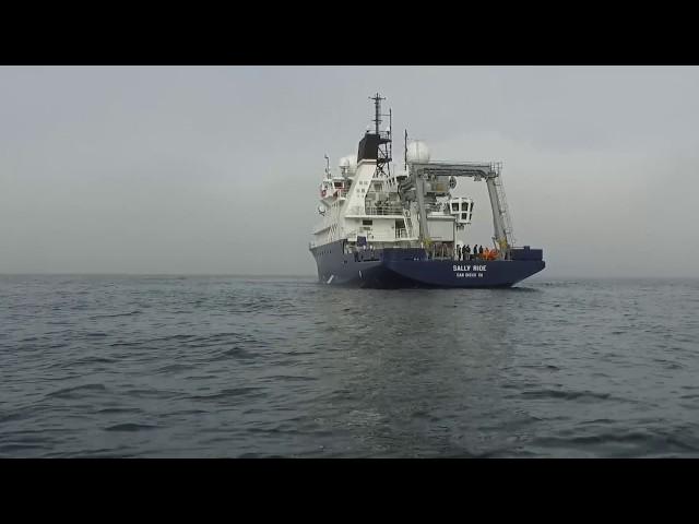 At sea aboard the R/V Sally Ride: Ian Lawrence, captain, and crew members