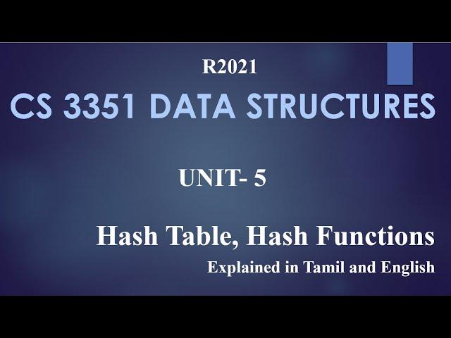 HASH TABLE, HASH FUNCTIONS / Explained in Tamil and English