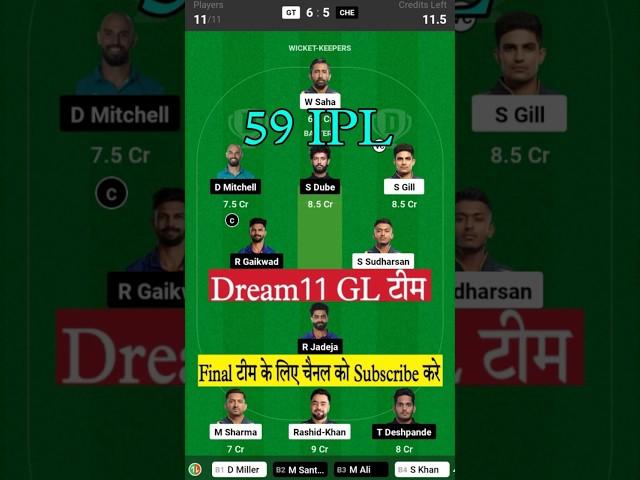 GT vs CSK Dream11 Prediction | CSK vs GT Dream11 Team | #gtvscsk #cskvsgt #dream11 #yt
