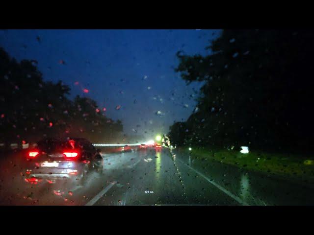 [4K] highway driving in a torrential downpour. thunderstorm and rain sounds