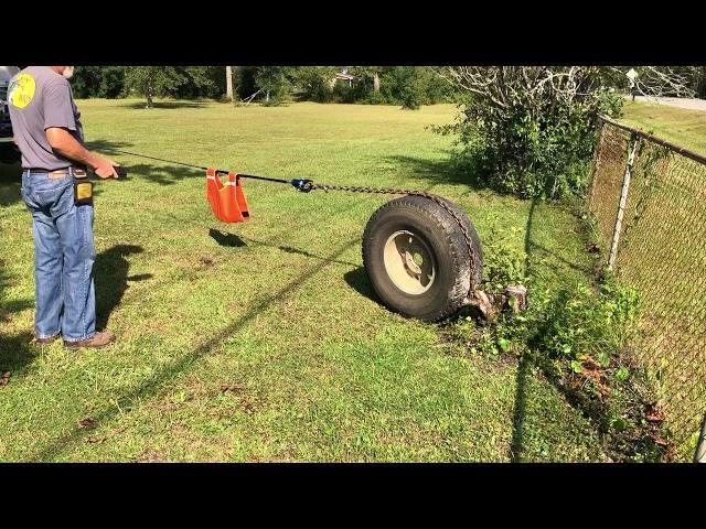 Stump pulling with a spare tire