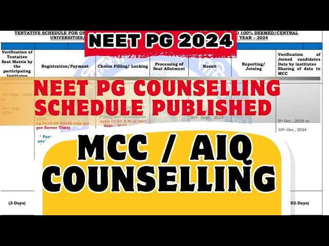 ⏰“Breaking: NEET PG 2024 Counseling Official Dates Announced!”