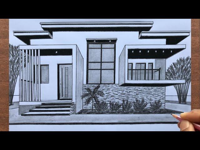 How to Draw a House in 1 Point Perspective