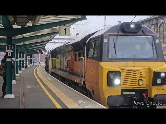 Freight at Carlisle featuring Colas 56s on logs, HST Network Rail train - 21/03/2024