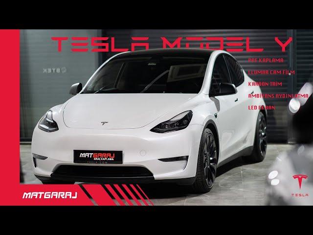 Tesla Model Y'ye ambiyans aydınlatma yaptık l Mat Garaj