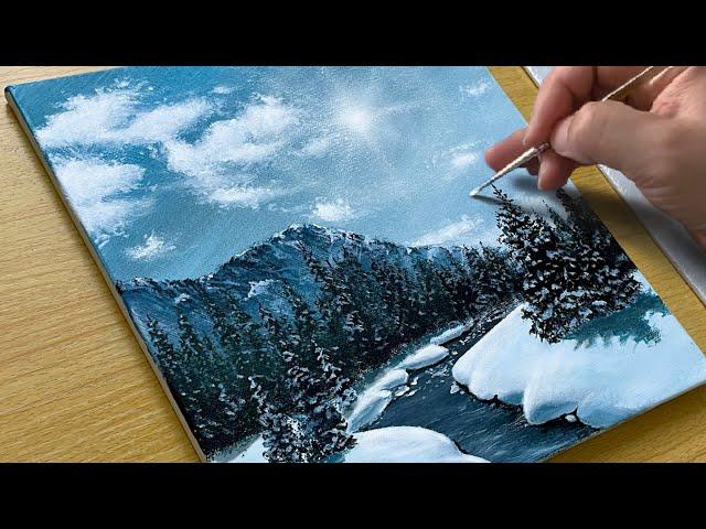 How to Paint Snowy Morning / Acrylic Painting for Beginners