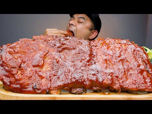 BABY BACK BBQ PORK RIBS | YOBAB MUKBANG ASMR | VERY TENDER | ALFIE EATS