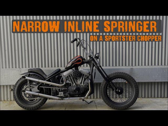 NARROW INLINE SPRINGER ON A SPORTSTER CHOPPER