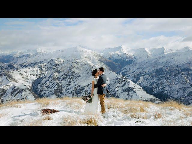 Snow-covered Mountain Elopement | Queenstown Elopement Video | Cargo Brewery at Waitiri Creek