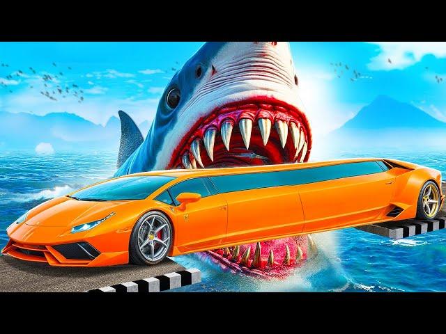 Testing LONG CARS vs MEGALODON in GTA 5!