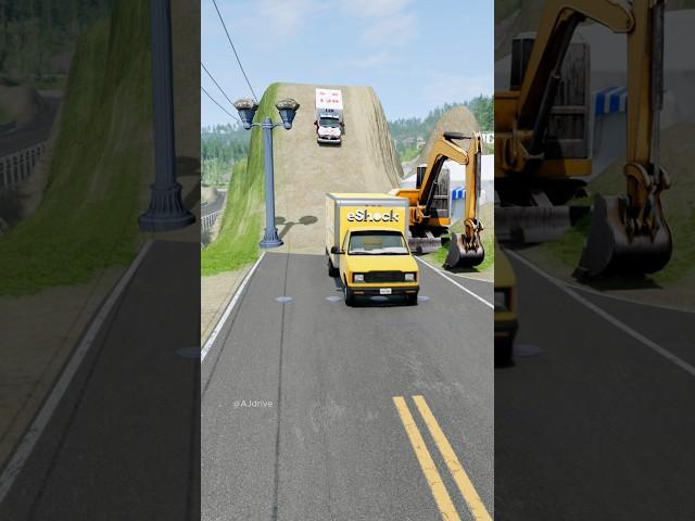 Dumper trucks vs bollards part962 #automobile #india #beamngdrive #car #shorts #truck