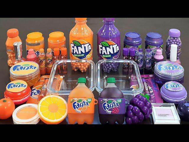 FANTA ORANGE vs GRAPE Slime Mixing Random Into Slime! Satisfying Slime Video ASMR