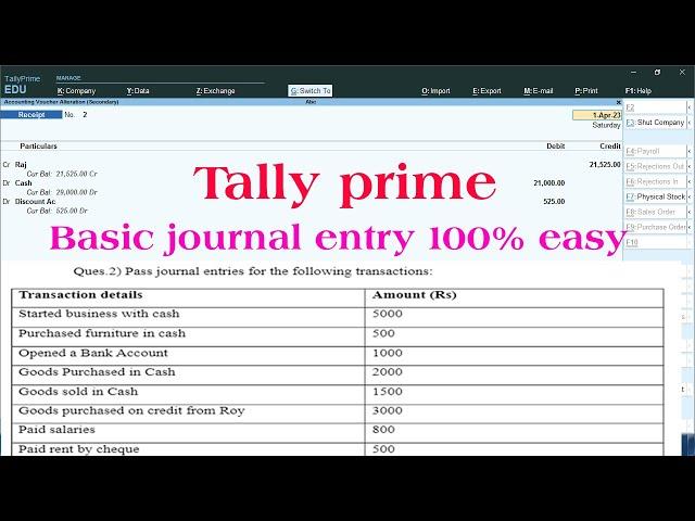 journal entry in tally prime | how to pass journal entry in tally prime | tally prime | journal