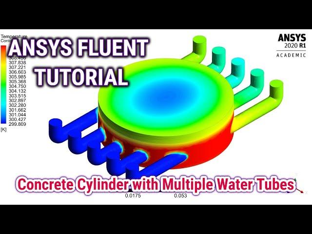 ANSYS Fluent Tutorial | CFD Analysis in a Concrete Cylinder with Multiple Water Tubes | ANSYS 20 R1