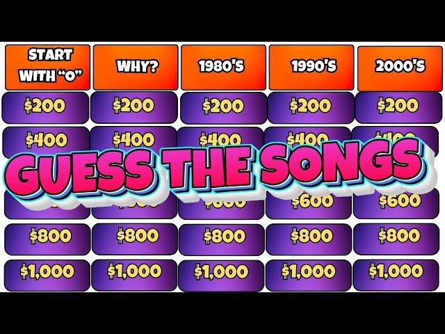 Guess The Song!  | Jeopardy Music Quiz: "O", Why?, 1980s, 2000s & 1990s