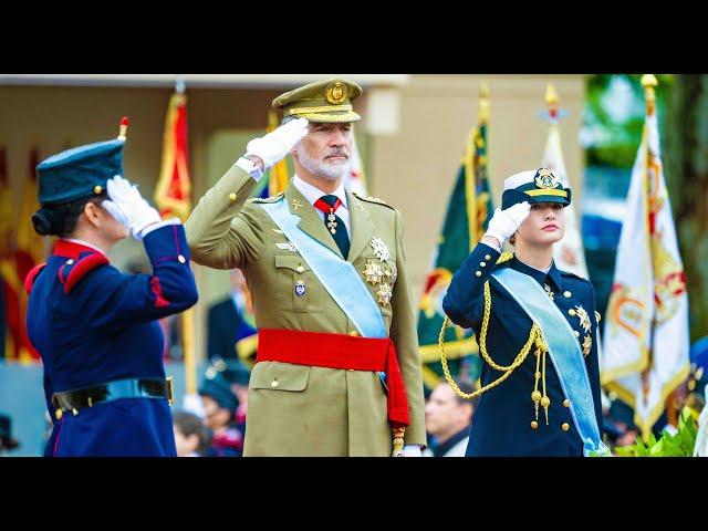 Queen Letizia, Crown Princess Leonor King Felipe at National Day celebrations Spain