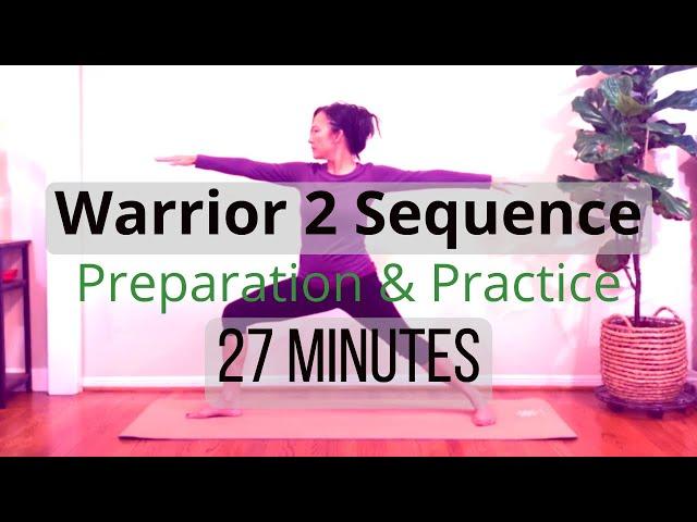 Learn Yoga Sequence Warrior 2, Extended Side Angle, Triangle, Half Moon | Prep & Practice | 27 Mins