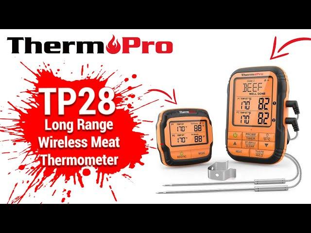 ThermoPro TP28 Super Long Range Wireless Meat Thermometer for Smoker BBQ Grill Setup Video