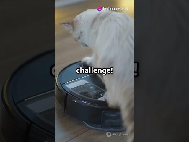 Cat vs. Robot Vacuum: The Ultimate Showdown #funnyvideo #viralvideo #fyp