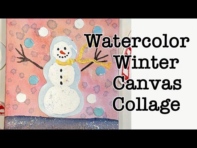 Watercolor Winter Canvas Collage