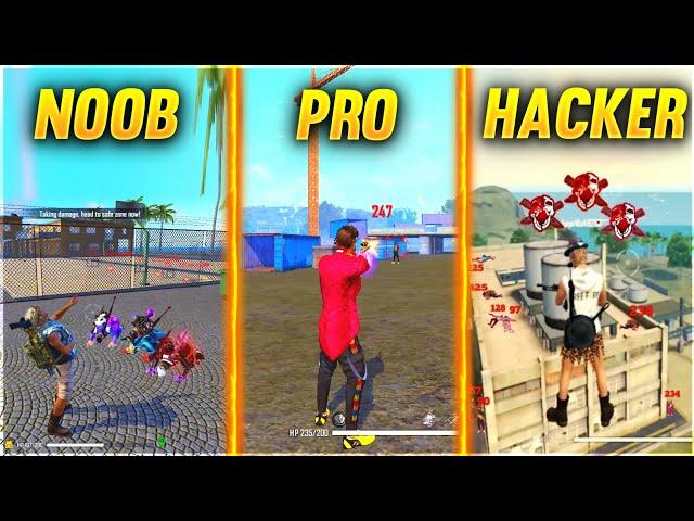 NOOB TO PRO JOURNEY LVL 100 NOOB VS PRO VS HACKER JOURNEY - GARENA FREE FIRE