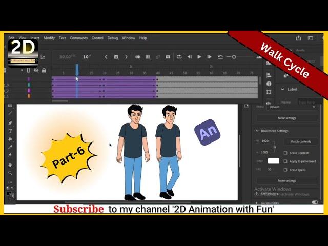 adobe animate cc tutorial course 2024/Cartoon walk cycle/how to create cartoon story|2danimation