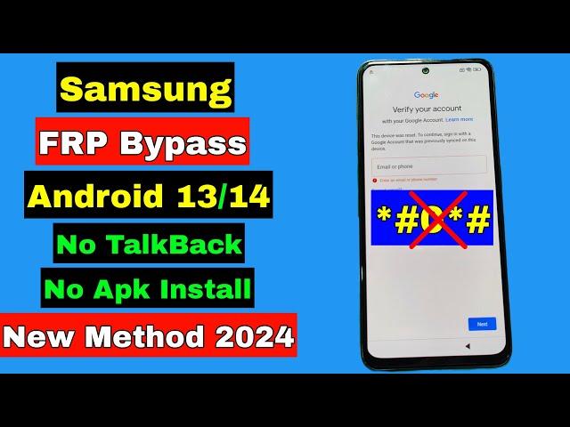 Samsung FRP Bypass 2024 Android 13/14 New Security | Without *#0*# Samsung FRP Unlock New Trick 2024