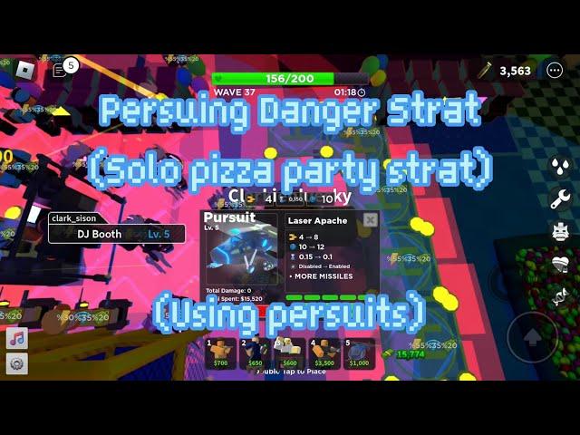 Pursuing danger ️ (solo pizza party strat using Persuit) Tower Defense Simulator 