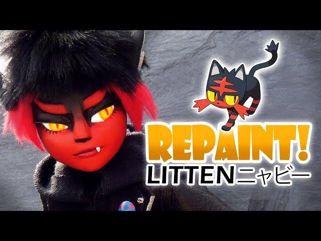 Repaint! Litten Pokemon OOAK Doll NerdECrafter Collaboration