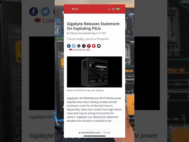 Exploding Power Supply! Gigabyte P750GM! #shorts #pc #pcgaming #gamingpc