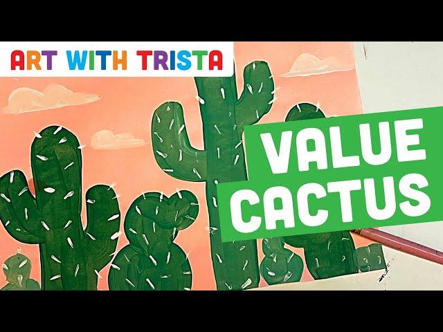 How to Paint Simple Cacti With Tints Art Lesson - Art With Trista