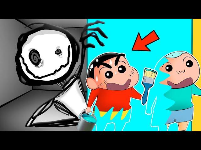 Shinchan Hides In Colour To Survive From Scary Monster  | Roblox Colour Or Die | Funny Game 