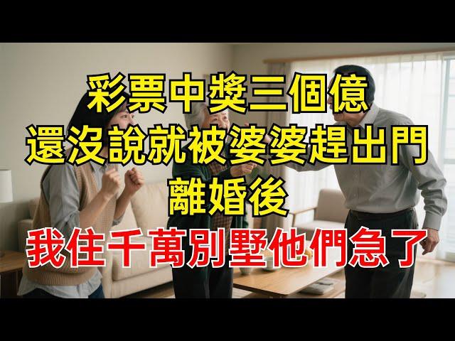 彩票中獎三個億，還沒說就被婆婆趕出門，離婚後，我入住千萬別墅他們急了！#情感故事 #故事分享 #有聲書 #家庭倫理#爽文故事