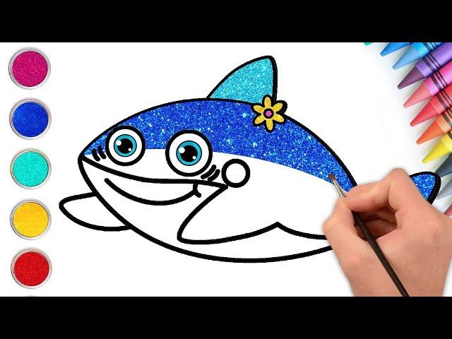 How to Draw Baby Shark | Cute Baby Shark Drawing | Chiki Art | Hooplakidz HowTo