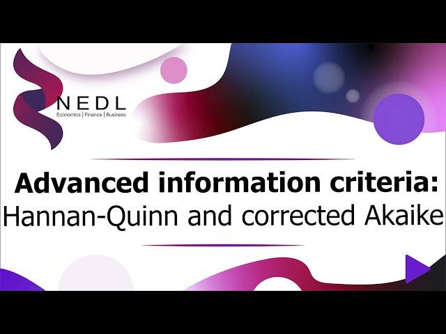 Advanced information criteria: Hannan-Quinn and corrected Akaike (Excel)