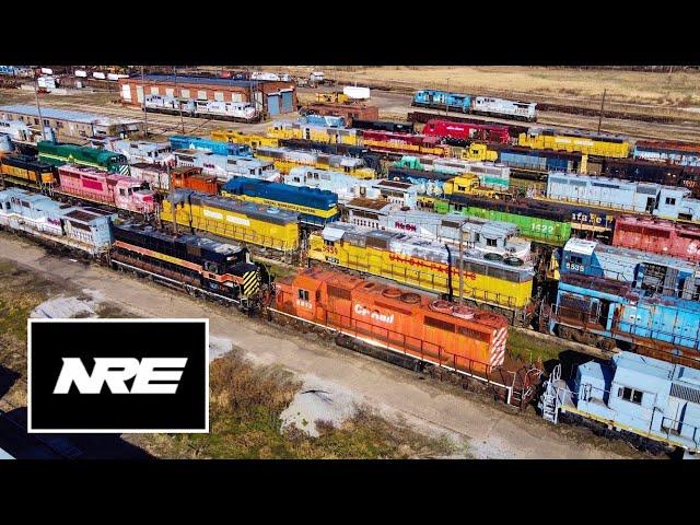 Locomotive Scrapyard: NRE Silvis Drone Flyover