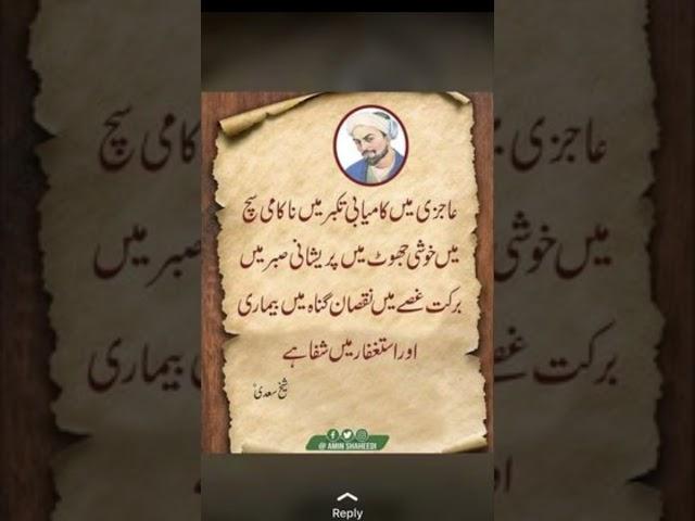 Hazrat Sheikh Saadi ( R.A) #youtubeshorts #quotes