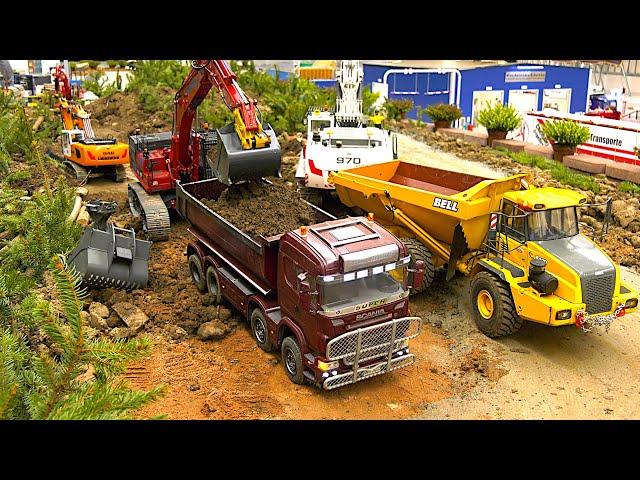 Fantastic Road Construction Site Day and Night RC Dump Trucks Excavators Part 1/2 Chemnitz 2024