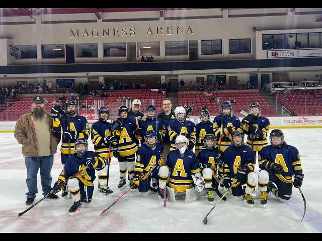 01 DEC 2024 game between 12U AYHL White and AYHL Navy teams, T3-3