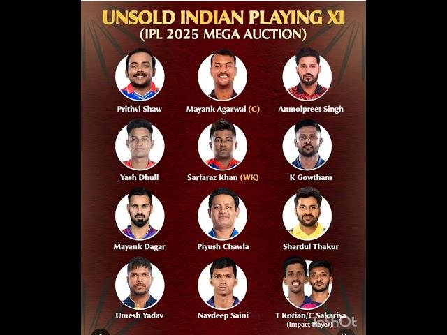 Unsold Indian Playing 11 after IPL 2025 Mega Auction #ipl2025