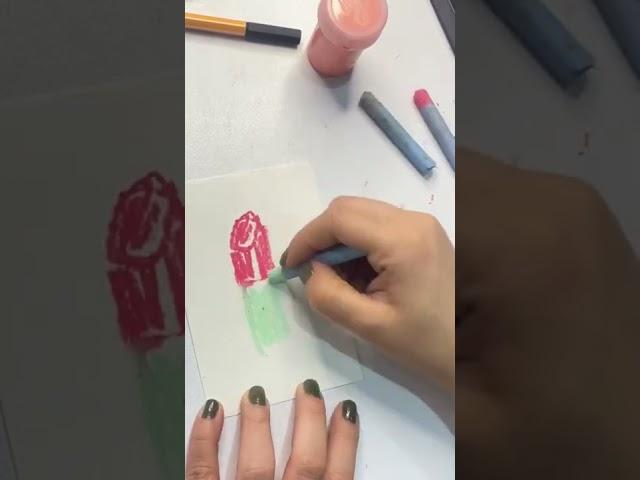 Drawing a lipstick with oil pastels #fashionillustration #easydrawing #artvideos #drawinglipstick