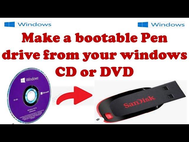 make a bootable USB drive from your windows CD/DVD.